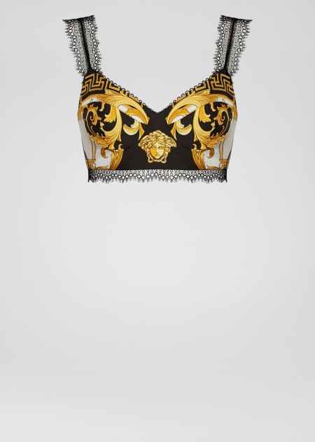 Top Bralette Versace Versace Barocco Rodeo Print Silk Dama | SOXNDEH-49